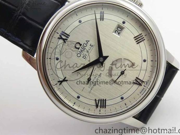 1218 Timeless De Ville Prestige Real PR SS ZF 1:1 Best Edition Gray Dial Blue Markers on Blue Leather Strap MIYOTA 7936